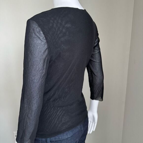 Johnny Heaven Black Mesh Overlay Top Size L - Picture 3 of 7